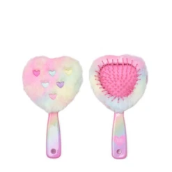 Heart Embroidered Heart-Shaped Plush Hairbrush