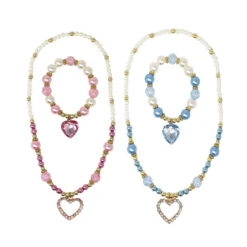 Dance Pearl And Heart Necklace And Bracelet Set