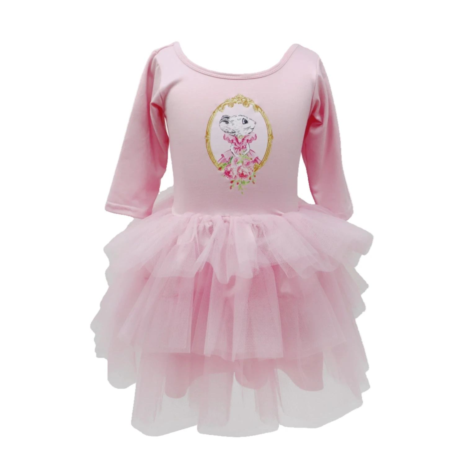 Claris Fashion Print Tulle Dress with 3/4 Sleeves Claris Fashion Print Tulle Dress With 3/4 Sleeves -Toys And Tale Store pink poppy claris dress sleeves